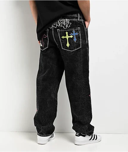 Ninth Hall Ambush Crosses Black Wash Loose Fit Jeans