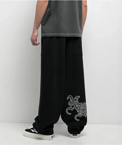Ninth Hall Rhinestone Black Oversized Sweatpants