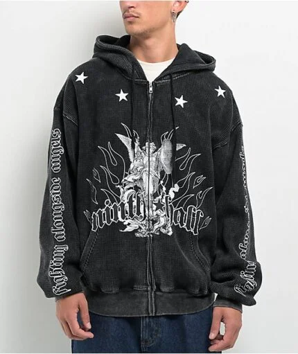Ninth Hall Angels Wash Thermal Zip Hoodie