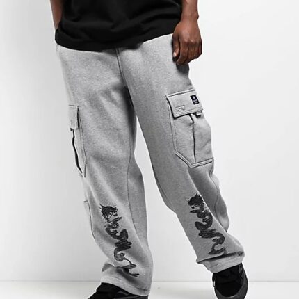 Dragon Ninth Hall Grey Baggy Cargo Sweatpants