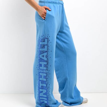 Ninth Hall Baddie Talk Blue Wide Leg Sweatpants