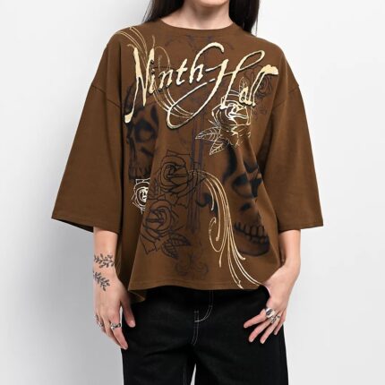 Ninth Hall Ciara Foil Print Oversized Boxy T-Shirt