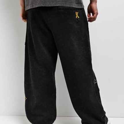 Ninth Hall Crosses Black Wash Baggy Sweatpants