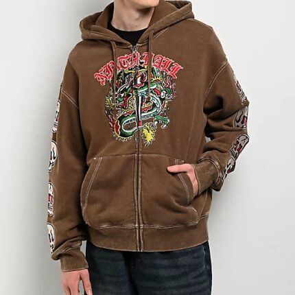 Ninth Hall Dragon Fire Brown Hoodie
