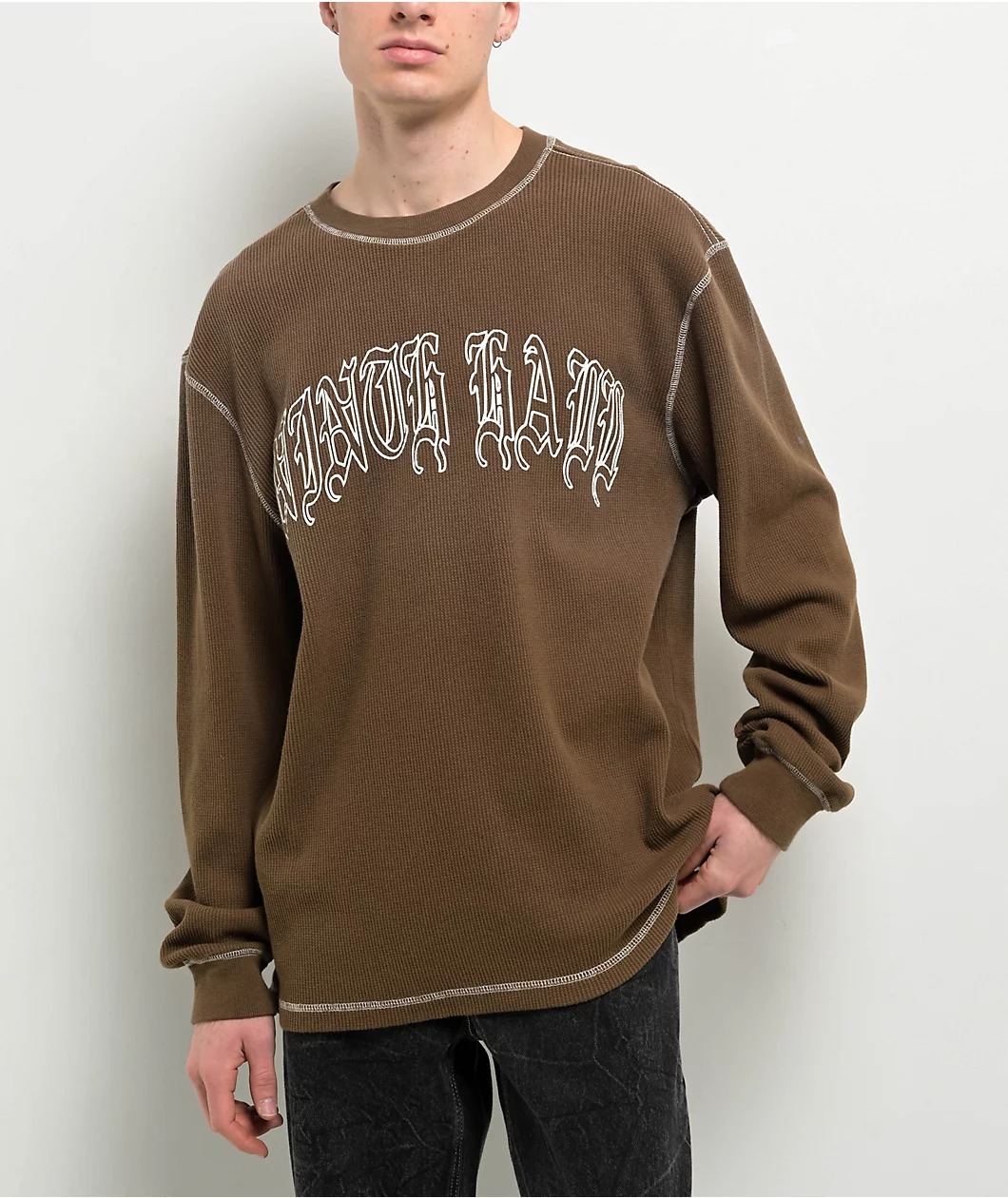 Ninth Hall Fein Brown Thermal Sweatshirt Ninth Hall Fein Brown Thermal Sweatshirt