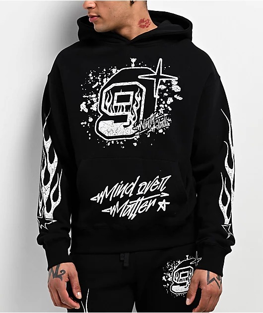 Ninth Hall Flame Boxy Hoodie in Black Ninth Hall Flame Boxy Hoodie in Black