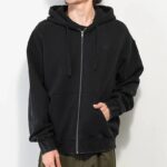 Ninth Hall Fundamentals Black Wash Boxy Zip Hoodie