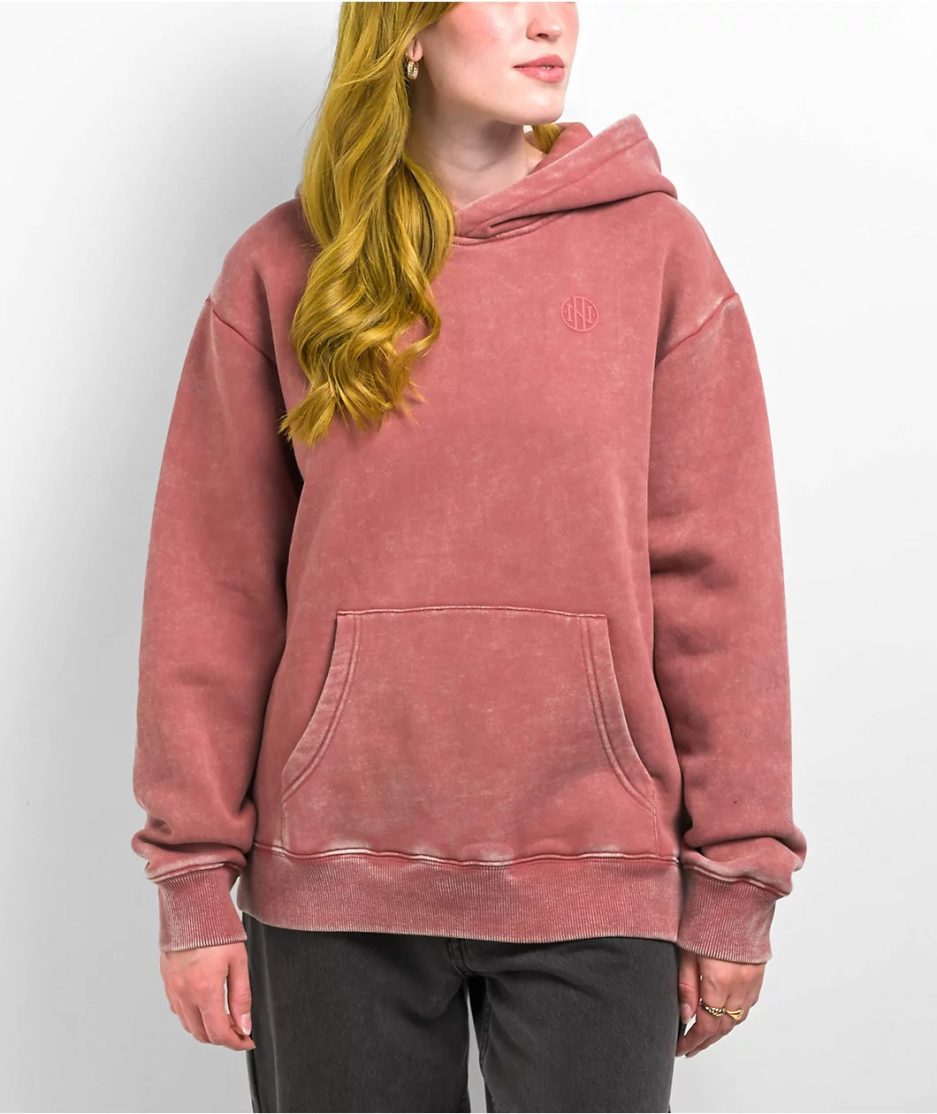 Ninth Hall Fundamentals Red Wash Relaxed Hoodie Ninth Hall Fundamentals Red Wash Relaxed Hoodie