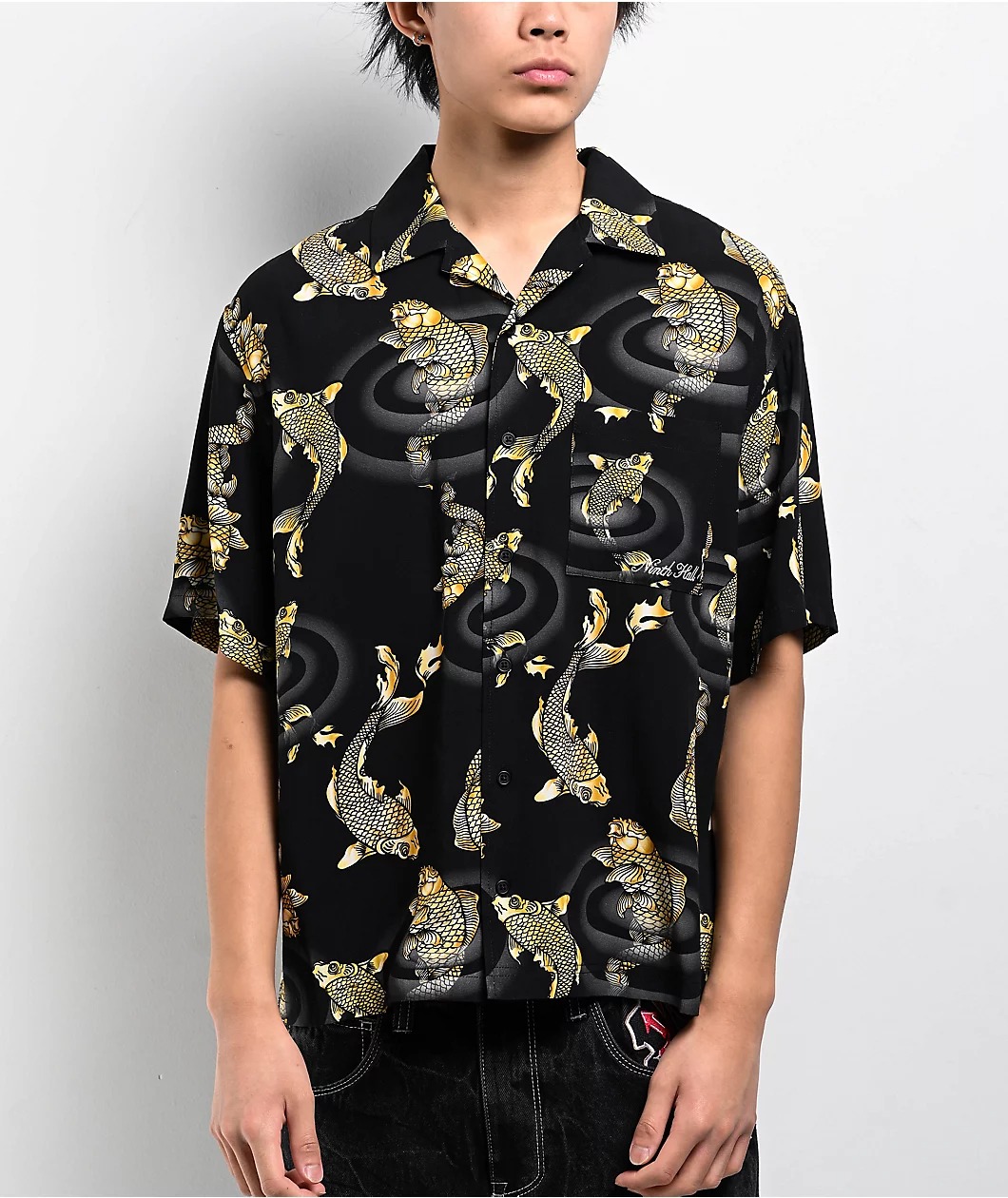 Ninth Hall Koi Black Button Up Shirt Ninth Hall Koi Black Button Up Shirt