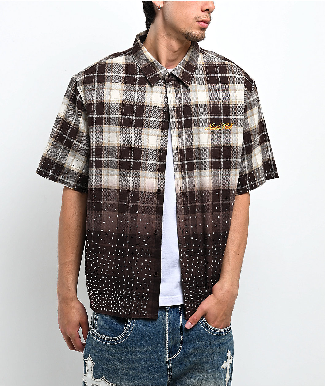 Ninth Hall Public Plaid Button Up T-Shirt Ninth Hall Public Plaid Button Up T-Shirt