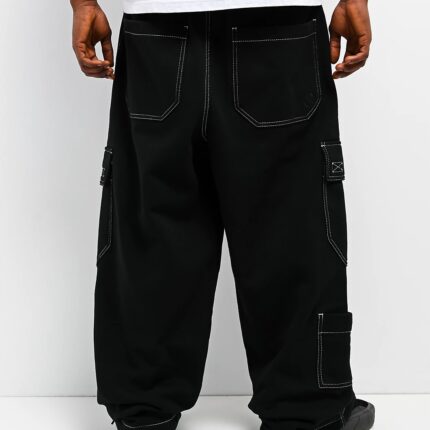 Ninth Hall Stash Black Baggy Cargo Sweatpants