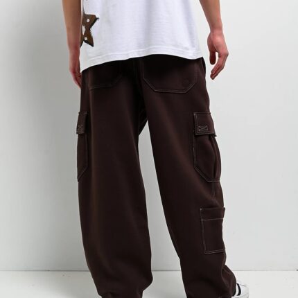 Ninth Hall Stash Brown Baggy Cargo Sweatpants