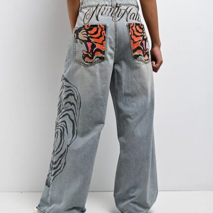 Ninth Hall Trina Growl Wide Leg Blue Wash Jeans